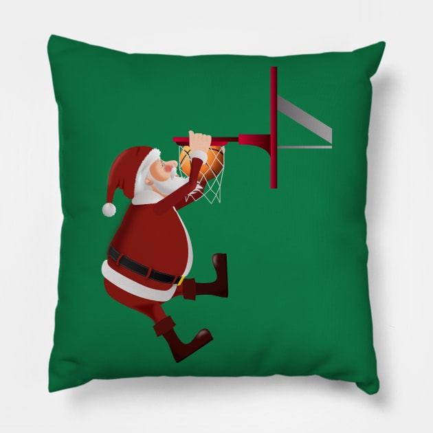 Santa Plays Basketball-Champion Gift Pillow by MaryMas