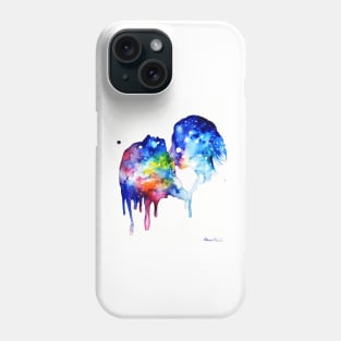a kiss on her neck watercolor painting Phone Case