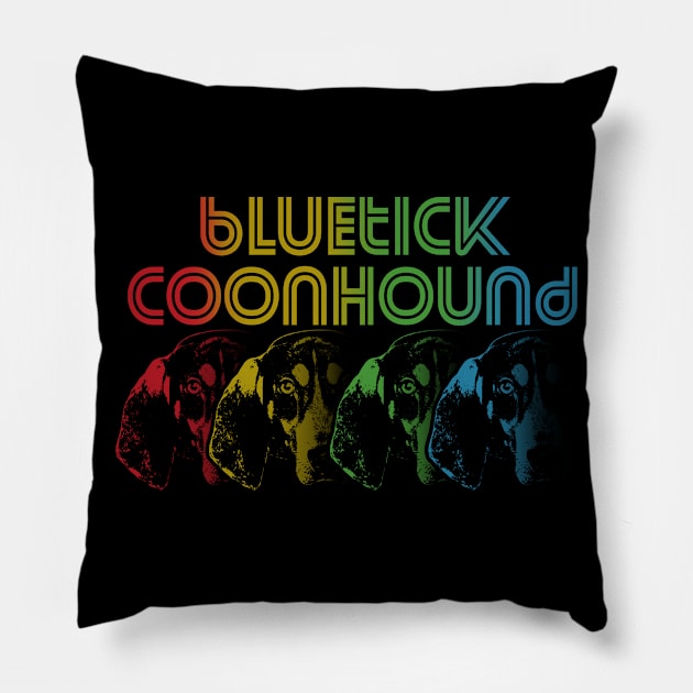 Cool Retro Groovy Bluetick Coonhound Dog Pillow by Madfido