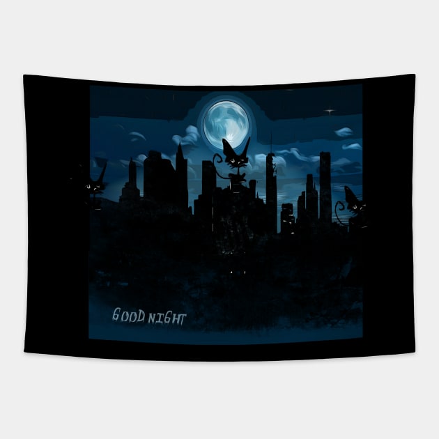 cats in night Tapestry by ElArrogante