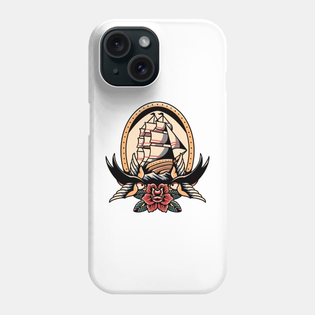 swallow and ship tattoo Phone Case by donipacoceng