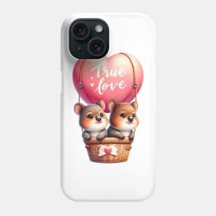 Valentine Mouse Couple On Hot Air Balloon Phone Case