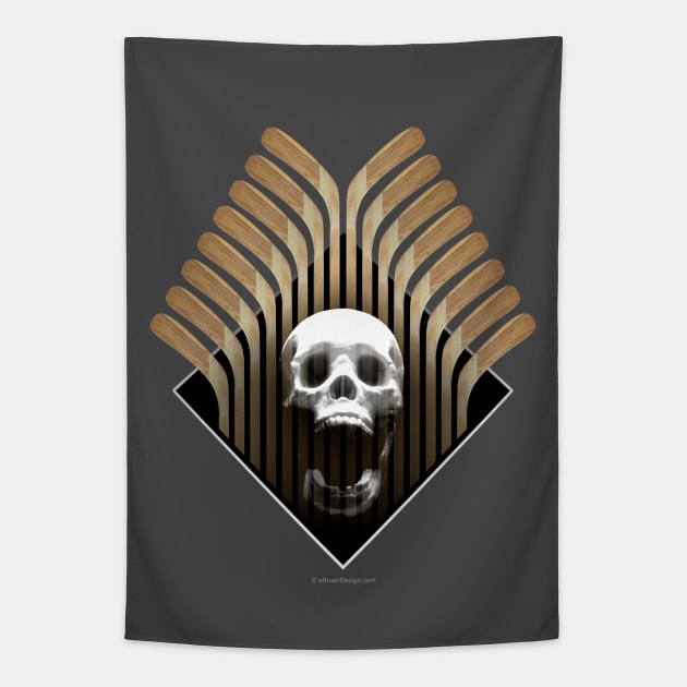 Hockey Skull & Sticks Tapestry by eBrushDesign