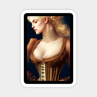 Beautiful Fantasy Blonde Steampunk Corset Artwork Magnet