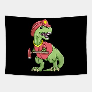 Cool dinosaur as a firefighter with an axe Tapestry