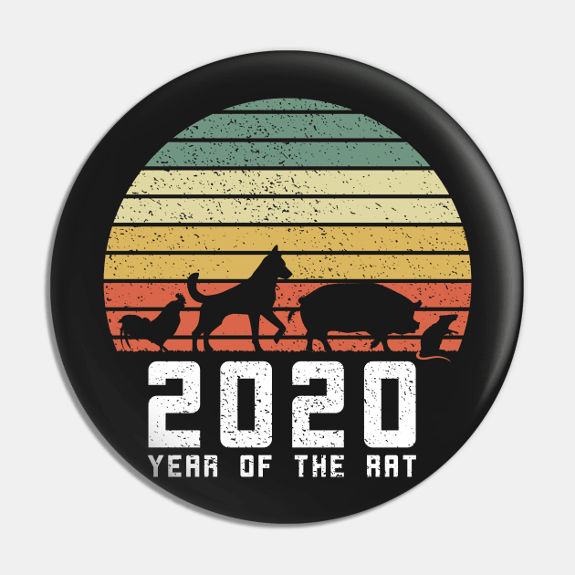 Year Of The Rat 2020 Vintage Evolution Chinese Zodiac Pin by BraaiNinja