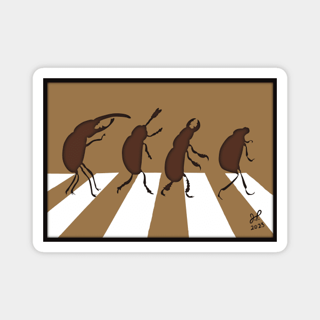 The Beetles - Minimalistic Paper Craft Digital Art Magnet by JP