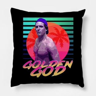 Golden God Neon Retro Pillow