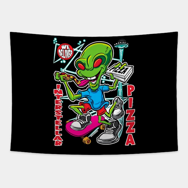 Interstellar Pizza Tapestry by eShirtLabs