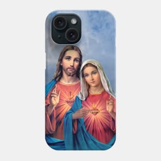 Twin Hearts (Jesus and Mary) close together with sky background Phone Case