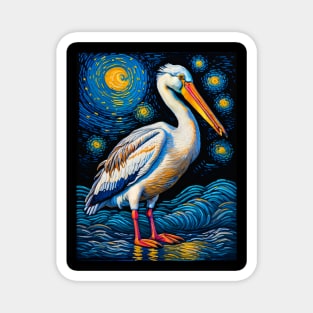 Pelican in starry night Magnet