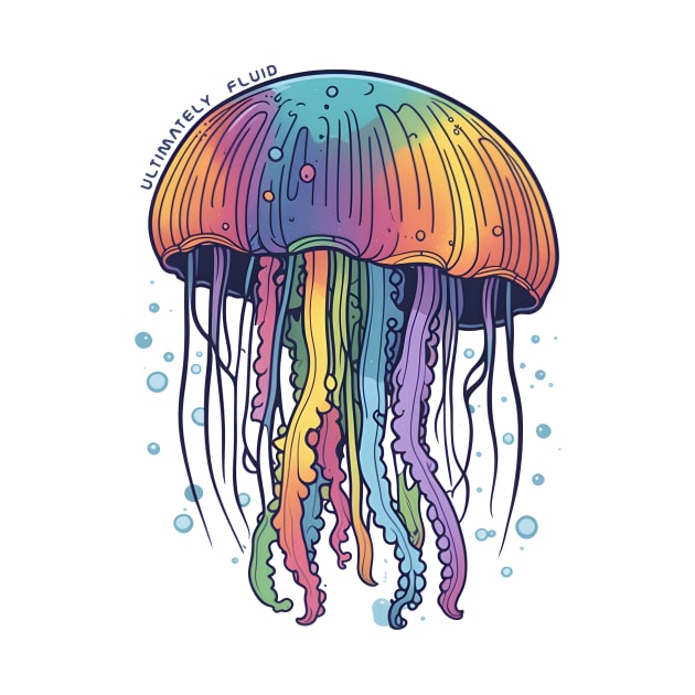 Playful Fun and Perfectly Fluid Rainbow Jellyfish by MarikoArt