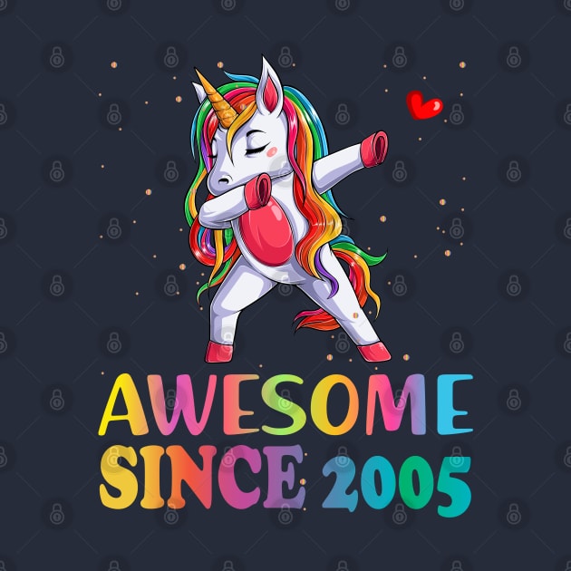 Awesome Since 2005 born unicorn for queens Birthday Gift by YuriArt