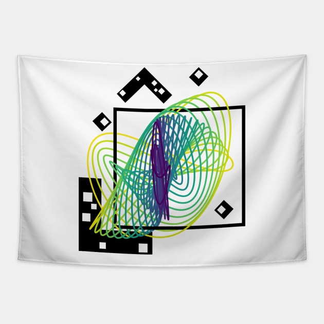 Harmonograph Pendulum Geometry | Viridis MultiVerse Yellow Green Blue Tapestry by aRtVerse