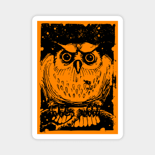 Spooky Orange Halloween Owl Magnet