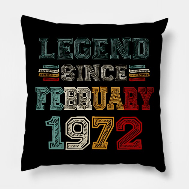 51 Years Old Legend Since February 1972 51st Birthday Pillow by Brodrick Arlette Store