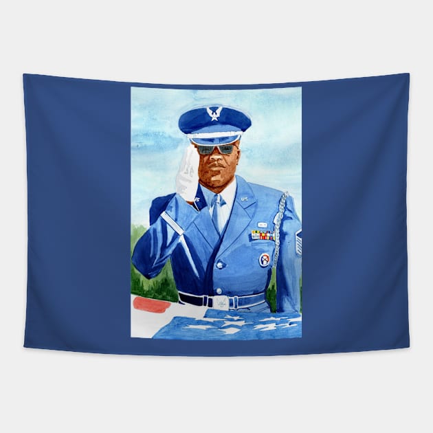 Final Salute USAF Watercolor Painting Tapestry by MMcBuck