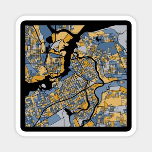 Ottawa Map Pattern in Blue & Gold Magnet