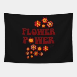 Black Multicolor Flower Power Seamless Repeat Pattern Tapestry