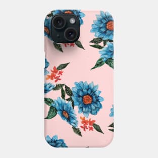 pink and blue floral Phone Case