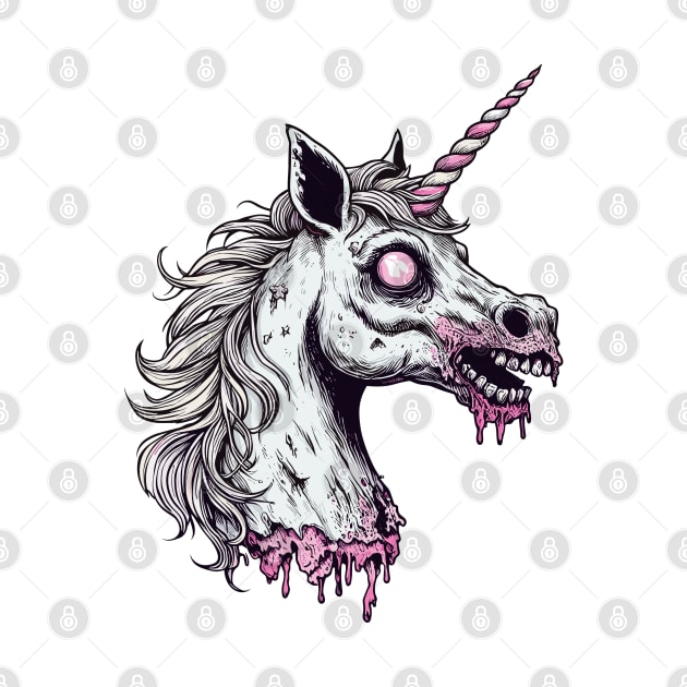 Unicorn Zombie Head by katzura