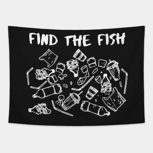 Earth day Find The Fish in the plastic ocean Tapestry