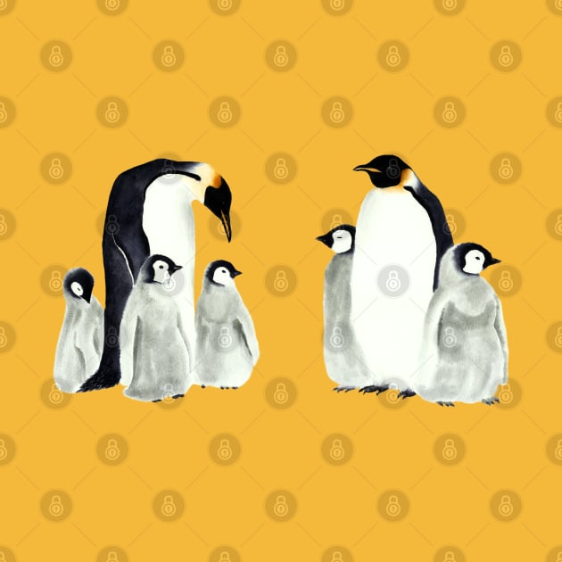 Emperor penguins by Lara Plume