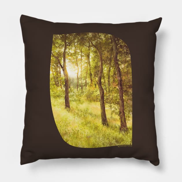 Sun Embraced Trees Pillow by KKmiecik_ART
