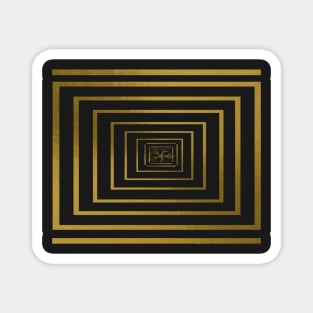 optical illusion illustration in gold color Magnet