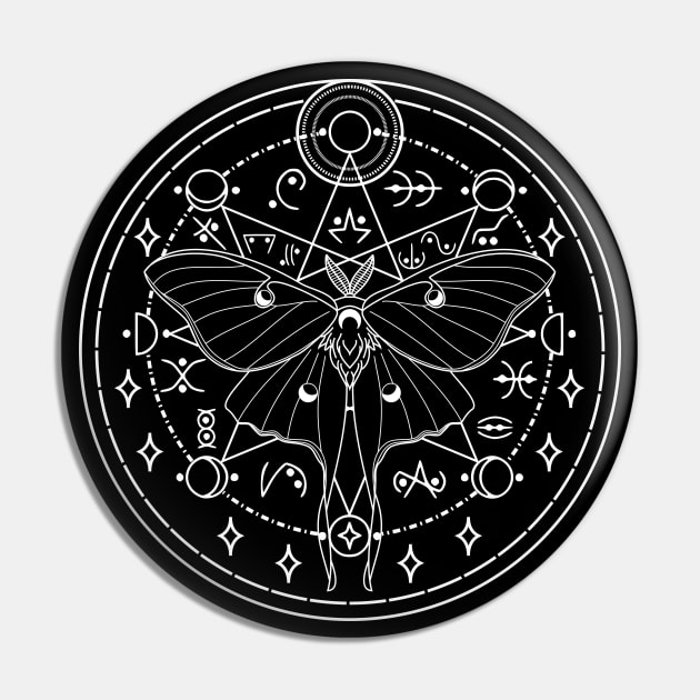 Luna Moth Moon Glyphs Pin by RavenWake