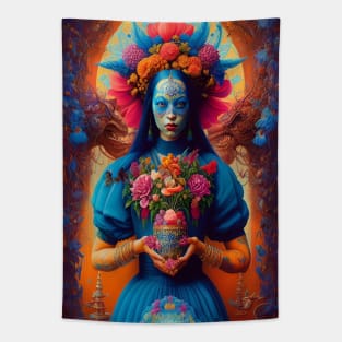 Pretty Exotic Goddess of Flowers Tapestry