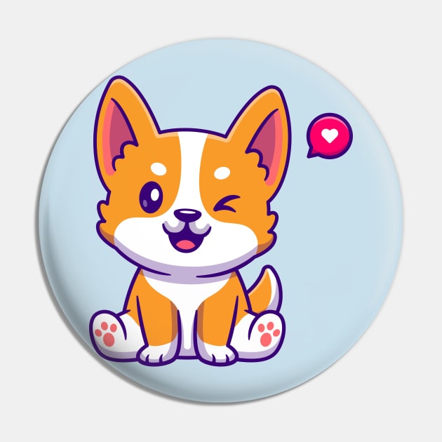 Cute Corgi Dog Sitting Cartoon Pin by Catalyst Labs