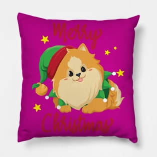 Christmas Pomeranian Merry Xmas Pillow