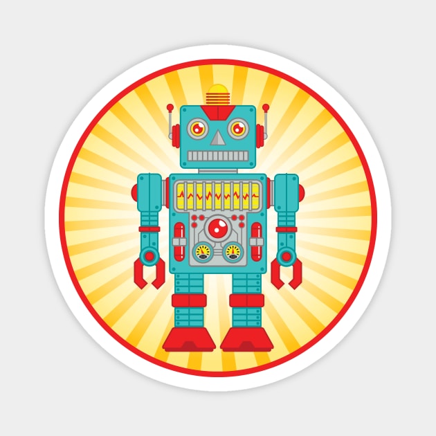 Tin Toy Robot Magnet by ArtistXero