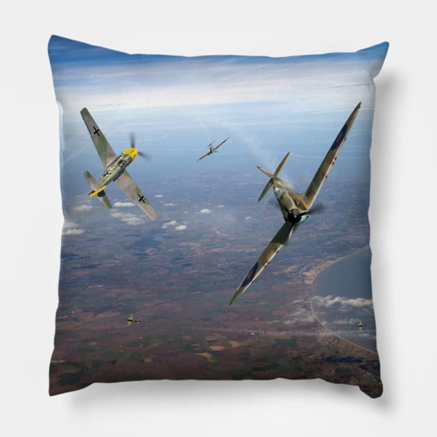 Duellists Spitfire and Bf109 Pillow by Gary Eason's Flight Artworks