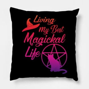 Living My Best Magickal Life Rainbow Pentacle Cheeky Witch Pillow