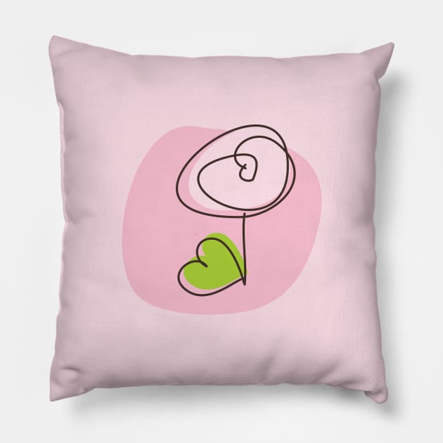 Pink rose drawing Pillow by LeonART