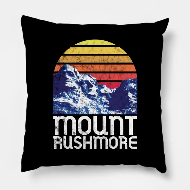 Mount Rushmore Shirt Black Hills South Dakota National Park USA Retro Monument Pillow by Shirtsurf