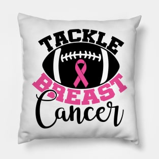 Tackle Breast Cancer Football Sport Awareness Support Pink Ribbon Pillow