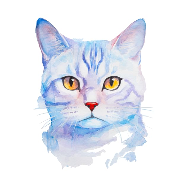 American Shorthair painted in watercolor by MariDein