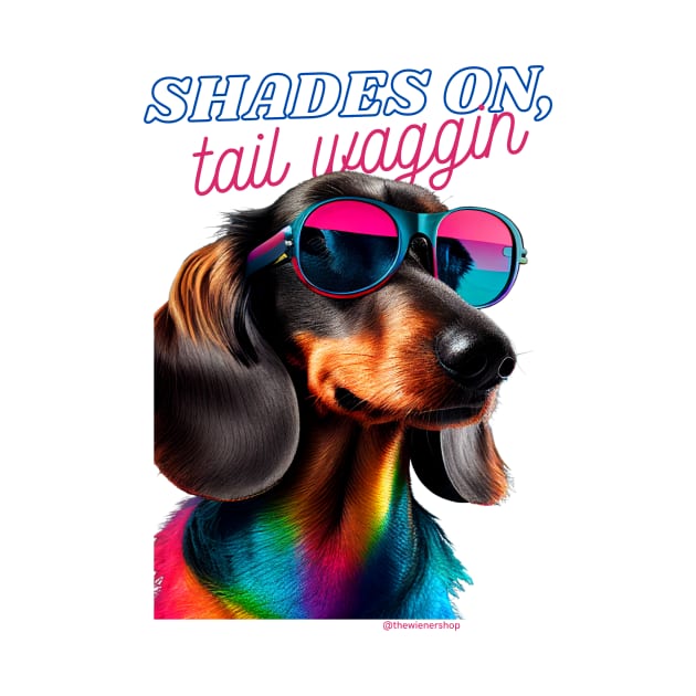 Shades on, tail waggin' by The Wiener Shop