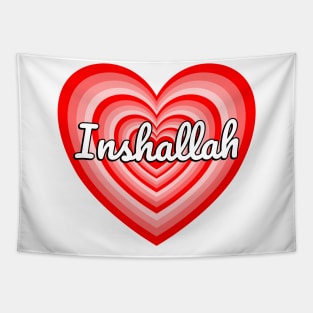 Inshallah Islam Islamic Muslim Heart Design I Love Allah Tapestry