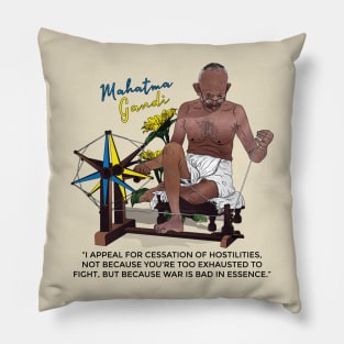 Mahatma Gandhi Ukraine Inspired War Is Bad In Essence Quote | Indian Political ethicist Mohandas Karamchand Gandhi Sunflower Pillow