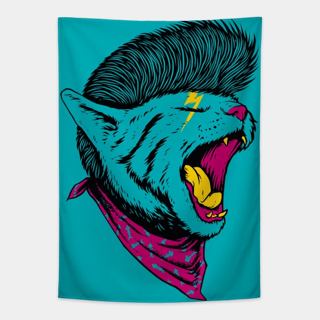Mohawk Kitty Tapestry by machmigo