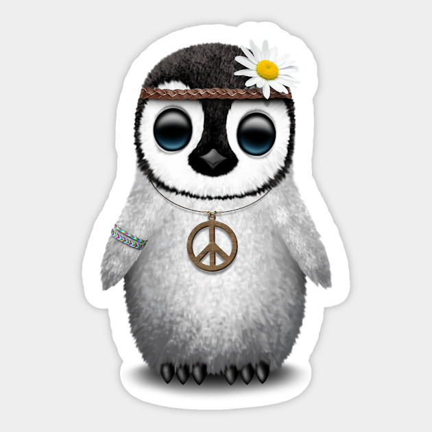 Cute Baby Penguin Hippie Baby Penguin Sticker Teepublic