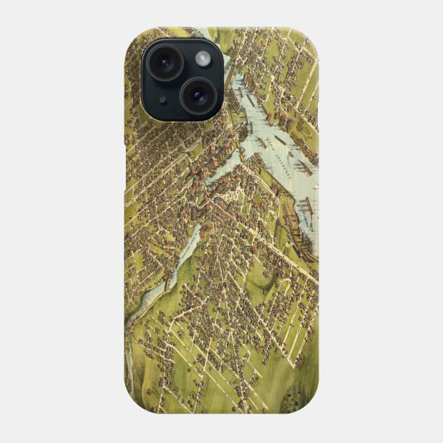 Vintage Pictorial Map of Bangor Maine (1875) Phone Case by Bravuramedia
