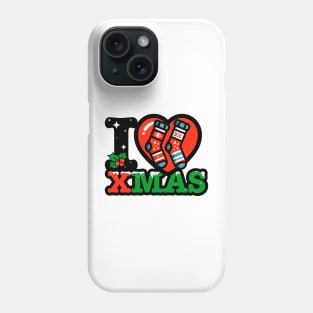 I heart Christmas socks xmas Phone Case