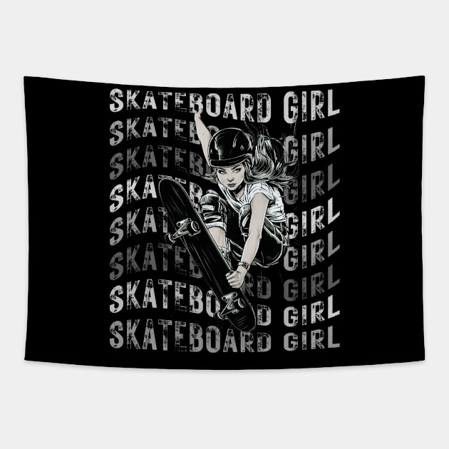 Skateboard Girl Tapestry by Designs by Mim