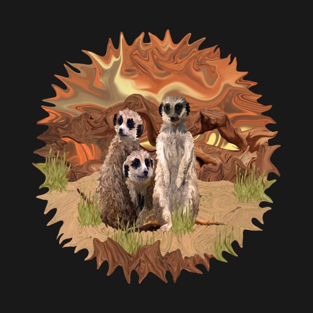 Three Meerly Meerkats by distortionart