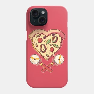 Heart Shaped Pizza Slice with Cutters Phone Case